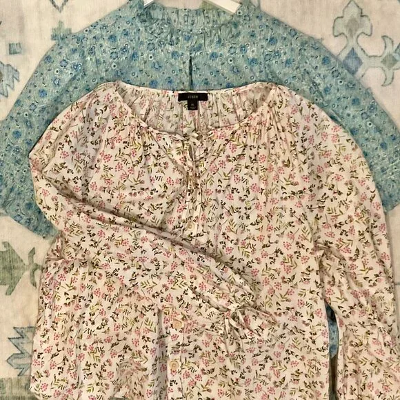J Crew Floral Bundle: 1 Dress & 2 Blouses plus Cashmere Sweater - Picture 4 of 14